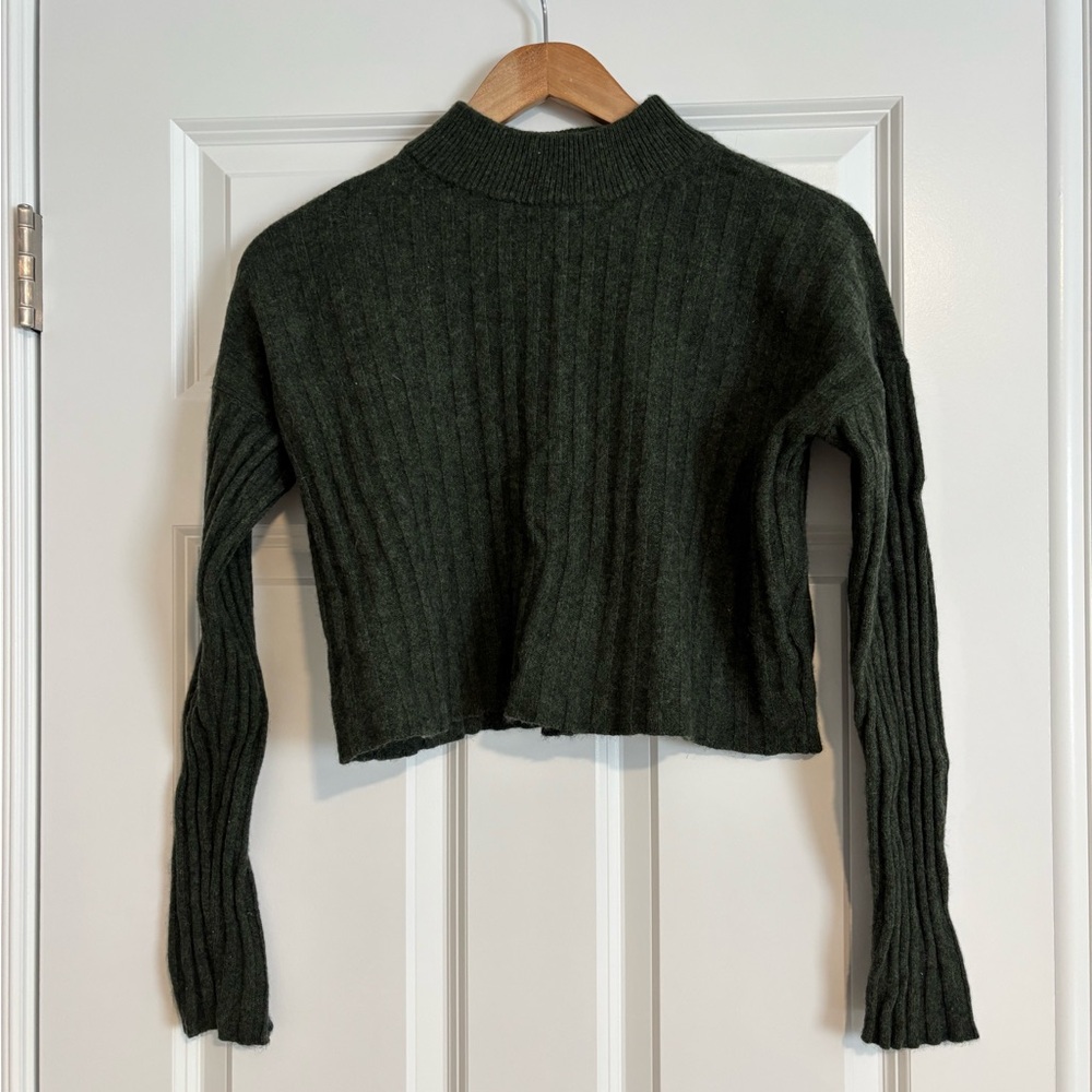 Madewell Forest Green Knit Cropped Sweater